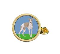 Whippet Dog Gold Plated Domed Lapel Pin Badge in Bag