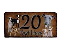 Whippet Dog House Number Slate Name Gate Sign Plaque Door Personalised DSL51