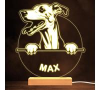 Whippet Dog Pet Silhouette Warm White Lamp Personalised Gift Night Light | Personalised Gift For Home, Lamp Room Décor | Kids & Adults Night Lights With Name | Personalised Gift For Bedroom |