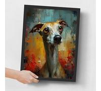 Whippet Dog Wall Art Oil Style Dog Portrait Cute Whippet Poster Greyhound Gift Poster A4 - Wall Art Home Decor Movie Poster Canvas Film Cinema Retro Vintage Cult Classic Nostargic Saga Modern reprint