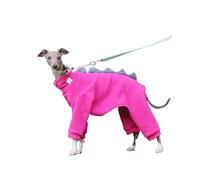 Whippet Fleece Dinosaur Costume Onesie Winter Warm Turtleneck Italian Greyhound Clothes Four-legged Long Sleeves Puppy Pajamas Pjs(M)