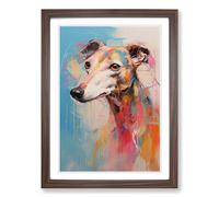 Whippet Gestural Framed Wall Art Print, Ready to Hang Picture for Living Room Bedroom Home Office, Walnut A2 (48 x 66 cm)