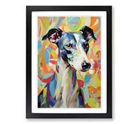 Whippet Hard Edge Painting Framed Wall Art Print, Ready to Hang Picture for Living Room Bedroom Home Office, Black A2 (48 x 66 cm)