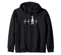 Whippet Heartbeat Dog Lover Zip Hoodie
