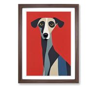 Whippet In Abstract Vol.1 Framed Print | A2 Walnut Framed Wall Art | Ready to Hang | Abstract Fantasy Picture | Living Room Bedroom Lounge Office