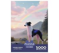 Whippet Jigsaw Puzzles Puzzle for Adults Kids. 1000 Pieces Cute Dogs Impossible Challenge Toy Educational Games Home Decoration for Adults& Kids Age 14 Years Up 38x26cm/1000pcs