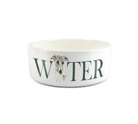 Whippet Pet Bowl - Large Ceramic Water Bowl - White Water Dish For Dogs
