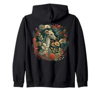 Whippet Sighthound William Morris Floral Style Zip Hoodie