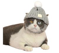 Whippets Knitted Pom Pom Hat,Short-Haired Pet Winter Warm Ear-Exposing Cap Cat Dog Headwear,Christmas Birthday Daily Wear Hat for Italian Greyhound Hairless Cat Puppy Samll Dogs_M(Gray)