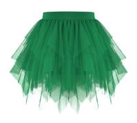 WHIPPY Tulle Skirt for Women Irregular Layered Mesh Tulle Tutu Skirt Short A-Line Ladies Tulle Skirt for Halloween Dancing Party Daily, Green, M