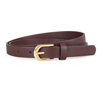 WHIPPY Women Skinny Leather Belt Gold Buckle Thin Waist Belts for Jeans, Dresses, Trousers Fashion Ladies Slim Belt, Coffee, Fit waist size 40"-45"