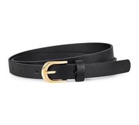 WHIPPY Women Skinny Leather Belt Gold Buckle Thin Waist Belts for Jeans, Dresses, Trousers Fashion Ladies Slim Belt, Black(gold buckle), Fit waist size 40"-45"