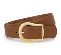 WHIPPY Women's Leather Belts for Jeans Pants Trousers Ladies Fashion Belt Retro Vintage Waist Belts Gold Buckle,Brown 39.37"