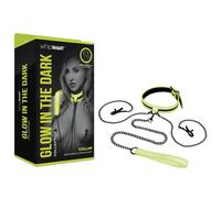 Whipsmart Glow in The Dark Collar with Nipple Clips and Leash Erotische Spielsets Black One Size