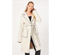 Whipstitch Wrap Midi Coat Dorothy Perkins Cream XL