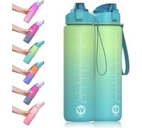 WHIPY 1L Water Bottle with Straw - Leak-Proof & BPA Free Reusable Sports Bottle for Hydration Durable Drink Bottle for Gym, Sports (Green Mint)