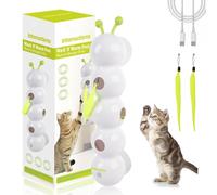 Whirlie Cat Toy, Whirlie Smart Motion Cat Toy with Worm Design, Happy Luna Cats Toys with Suction Cup. Suitable for Indoor Wall, Door and Window Installation (White)