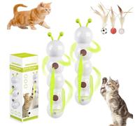 Whirlie Smart Motion Cat Toy with Worm Design, Happy Luna Cat Toy with Suction Cup, Wall & Window Mounted CatToy for Indoor Cats (White 2pcs)