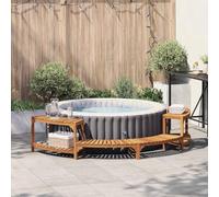 Whirlpool Border Half Round Brown Made of Solid Acacia Wood 272 x 120 x 55.5 cm Weatherproof for Garden Pool and Hottub with Easy Assembly and Durable Care