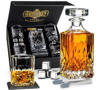 WHISISKEY - Whiskey Decanter Set - 700ML Classic Carafe - Whiskey Gift Sets for Men - Whisky Set - Glass Gifts for Men - Inc. 4 Whiskey Glasses, 4 Whiskey Stones, Accessories