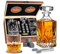 WHISISKEY - Whiskey Decanter Set - 700ML Classic Carafe - Whiskey Gift Sets for Men - Whisky Set - Glass Gifts for Men - Inc. 2 Whiskey Glasses, 8 Whiskey Stones, Accessories