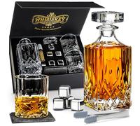 WHISISKEY - Whiskey Decanter Set - 700ML Classic Carafe - Whiskey Gift Sets for Men - Whisky Set - Glass Gifts for Men - Inc. 2 Whiskey Glasses, 4 Whiskey Stones, Accessories