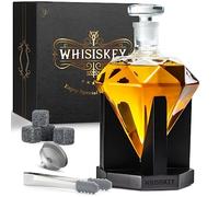 WHISISKEY - Whiskey Decanter Set - 700ML Diamond Carafe - Whiskey Gift Sets for Men - Whisky Set - Glass Gifts for Men - Inc. 4 Whiskey Stones, Accessories