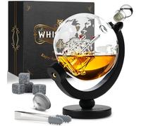 WHISISKEY - Whiskey Decanter Set - 900ML Globe Carafe - Whiskey Gift Sets for Men - Whisky Set - Glass Gifts for Men - Inc. 4 Whiskey Stones, Accessories