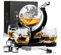 WHISISKEY - Whiskey Decanter Set - 900ML Globe Carafe - Whiskey Gift Sets for Men - Whisky Set - Glass Gifts for Men - Inc. 4 Whiskey Glasses, 4 Whiskey Stones, Accessories