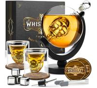 WHISISKEY - Whiskey Decanter Set - 900ML Skull Carafe - Whiskey Gift Sets for Men - Whisky Set - Glass Gifts for Men - Inc. 2 Whiskey Glasses, 4 Whiskey Stones, Accessories