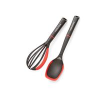 Morphy Richards Whisk and Solid Spoon Set, Heat Resistant Nylon & Silicone Utensils, Built-in Scraper, Herb Stripper & Measuring Spoon, Non-Stick, Dishwasher Safe, 869005, Grey