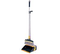 Whisk Broom ， Floor Broom and Garbage Container Set for Cleaning Dust Adjustable Broom & Dustpan Set Upright with Extendable Broomstick