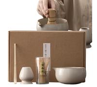 Whisk Set - 4 Piece Traditional Kit, Ceremonial Grade Maker with Sturdy Ceramic Holder, Authentic Japanese Style Tool, Ideal for Workplace Daily Use