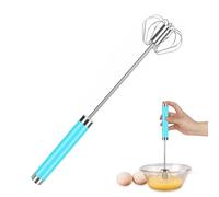 Whisk Stainless Steel Hand Push Whisk Semi Automatic Egg Whisk Beater Whisks Wisk Balloon Whisk for Baking Cooking Whisking Beating Stirring Blue 31.5 x 6 x 6 cm