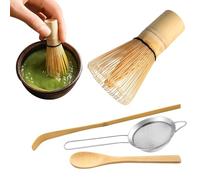 Whisk - Tea Powder Blending Tool Set | Four Handled Stirrer Kit, Green Drink Mixer, Traditional Beverage Maker, Kitchen Accessory for Beginner Professional Ceremony Brewing