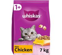 Whiskas 1+ Adult Chicken Dry Cat Food 7 kg (Pack of 1) - Balanced Nutrition, Supports Urinary Health