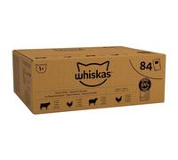 whiskas 1+ Adult Classic Selection in Gravy 84 Pouches, Adult Wet Cat Food, Megapack (84 x 85 g)