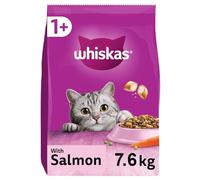 Whiskas 1+ Adult Complete Dry Cat Food with Salmon 4 x 1.9kg