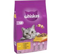 WHISKAS - 1+ Adult Dry Cat Food - 7kg - Biscuits Made with Chicken - Bulk Cat Food Bag