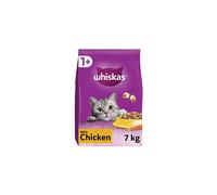 WHISKAS - 1+ Adult Dry Cat Food - 7kg - Biscuits Made with Chicken - Bulk Cat Food Bag