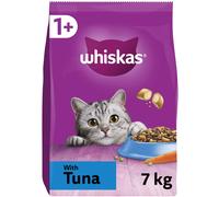 WHISKAS - 1+ Adult Dry Cat Food - 7kg - Biscuits Made with Tuna - Bulk Cat Food Bag