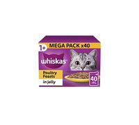 Whiskas 1+ Adult Poultry Selection in Jelly 40 Pouches, (40 x 85 g)
