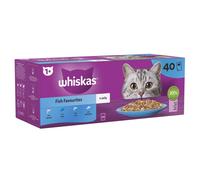 WHISKAS - 1+- Adult Wet Cat Food Pouches - 40 x 85 g - Fish in Jelly - Bulk Cat Food Megapack - 40 Pouches