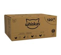 whiskas 1 plus Adult Poultry Selection in Jelly 120 Pouches, Adult Wet Cat Food, Megapack (120 x 85 g)