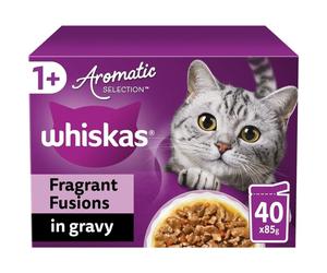 WHISKAS 1+ Aromatic Fusion in Gravy Cat Food - 40 x 85g