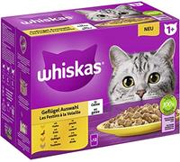 Whiskas 1 + Cat Food Poultry Selection in Jelly, 12 x 85 g (1 Pack) Wet Food for Adult Cats in 12 Portion Bags