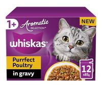 WHISKAS 1+ Cat Pouches Aromatic Poultry in Gravy 4 x 12x85g