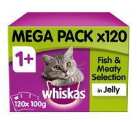 Whiskas 1+ Cat Pouches Fish & Meaty Selection Jelly Cat Food 120x100g MegaPack