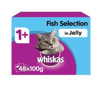 WHISKAS 1+ Cat Pouches Fish Selection In Jelly 12x100g (Pack of 4)