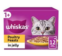 Whiskas 1+ Cat Pouches Poultry Feasts in Jelly - 12 x 85g